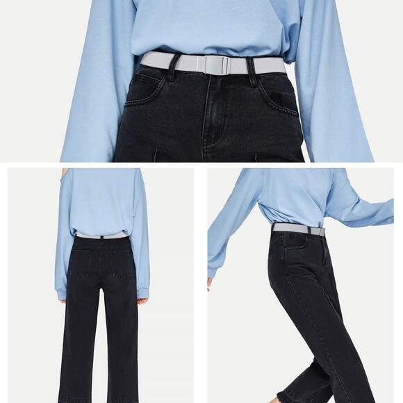 No Show Stretch Belt For Women Easily Adjustable Elastic Flat Buckle 3832 - Picture 3 of 9